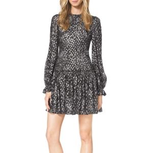 Mk metallic floral print cocktail dress